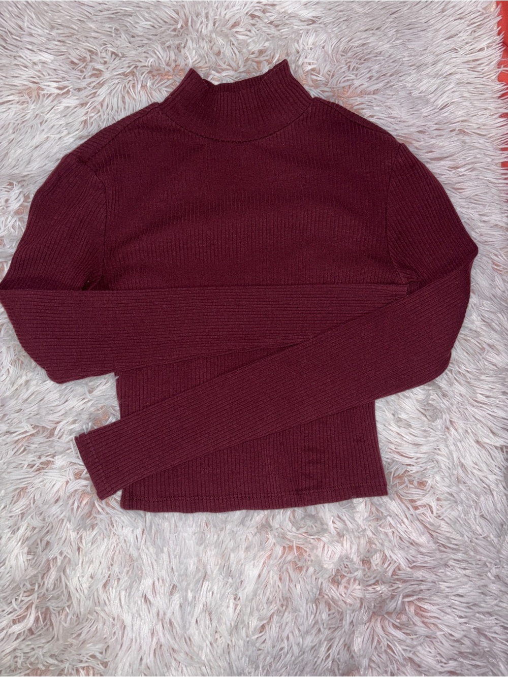 Arizona Jean Company Ribbed Mock Neck Top - Wine